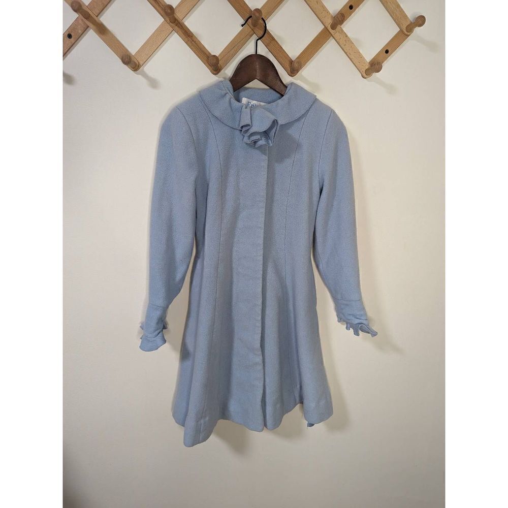 Erika Eriksson Blue Wool blend Ruffled Children's Coat - Size 8